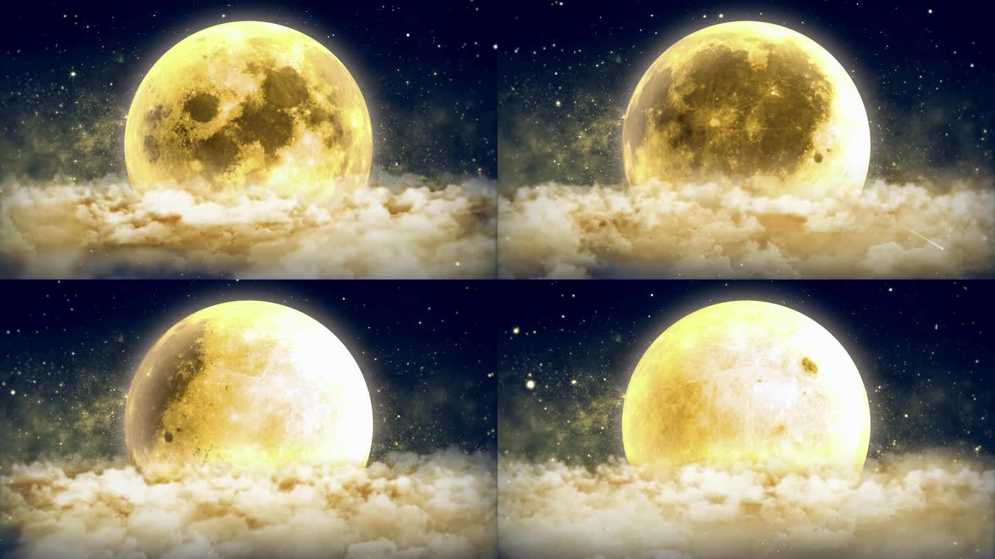 中秋月圆之夜月夜星空视频背景