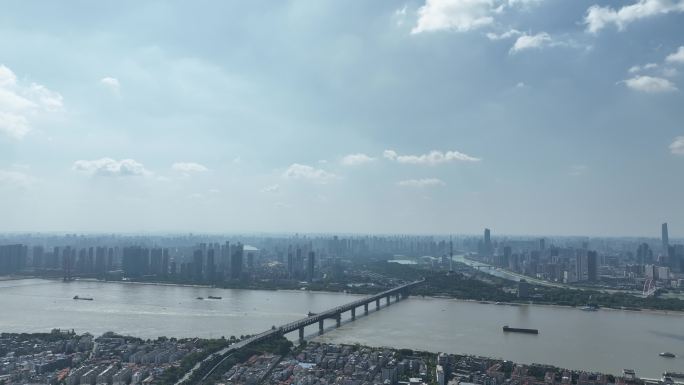 武汉长江大桥航拍武汉城市风光长江两岸风景