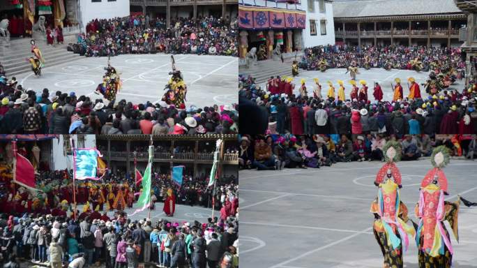 藏族藏戏表演 五十六个民族跳舞