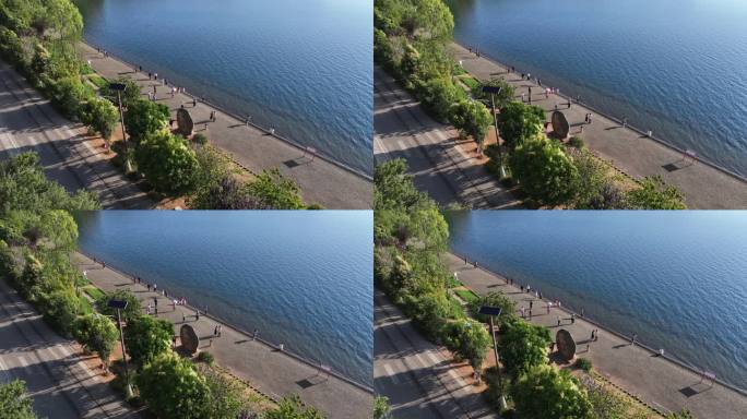 航拍泸沽湖湖风光 高原湖泊泸沽湖