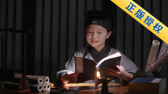 三字经-古代少年读书学习古风书房古装孩子
