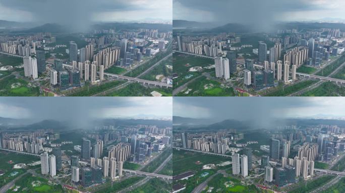 【正版4K素材】深圳市光明地标下雨1