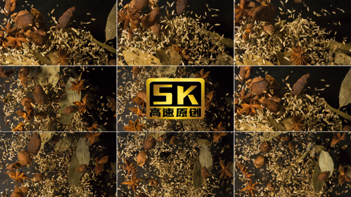 5K-香料高速摄影，各种香料特写