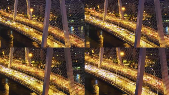 延时城市夜景高架桥桥梁道路交通灯光车流