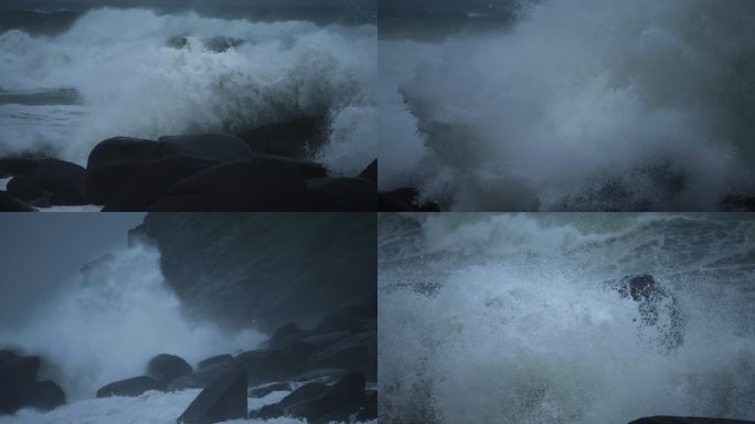 海岸风暴潮-高速摄影