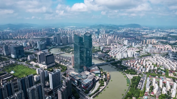 湖州城市大景延时 东吴国际广场