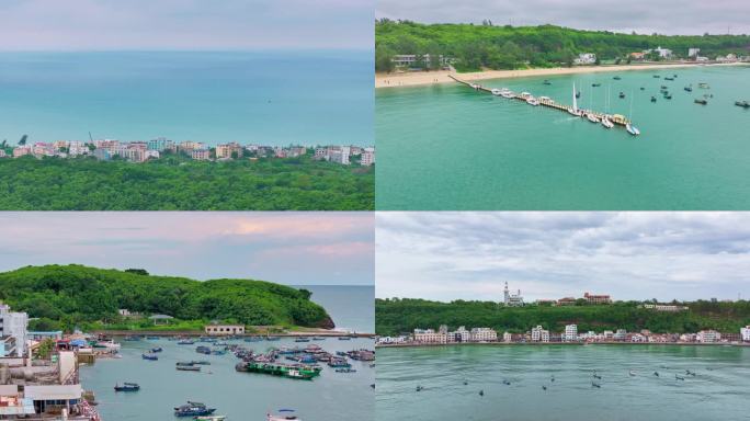 航拍广西北海涠洲岛风光大海水上活动海滩