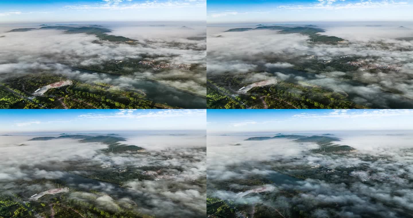 沂南县汶河云海湿地公园延时摄影无人机航拍