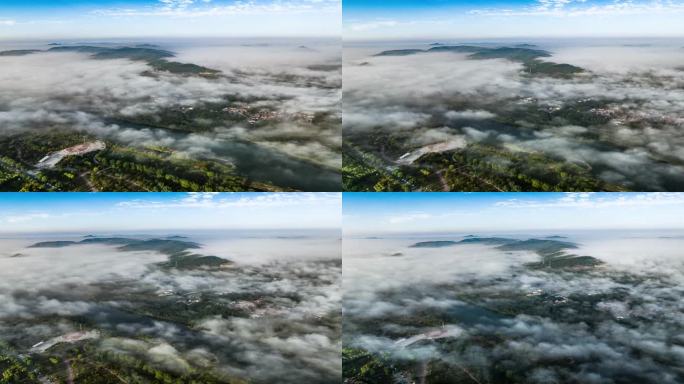 沂南县汶河云海湿地公园延时摄影无人机航拍