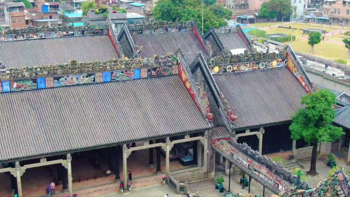 广州城市航拍古建筑陈家祠