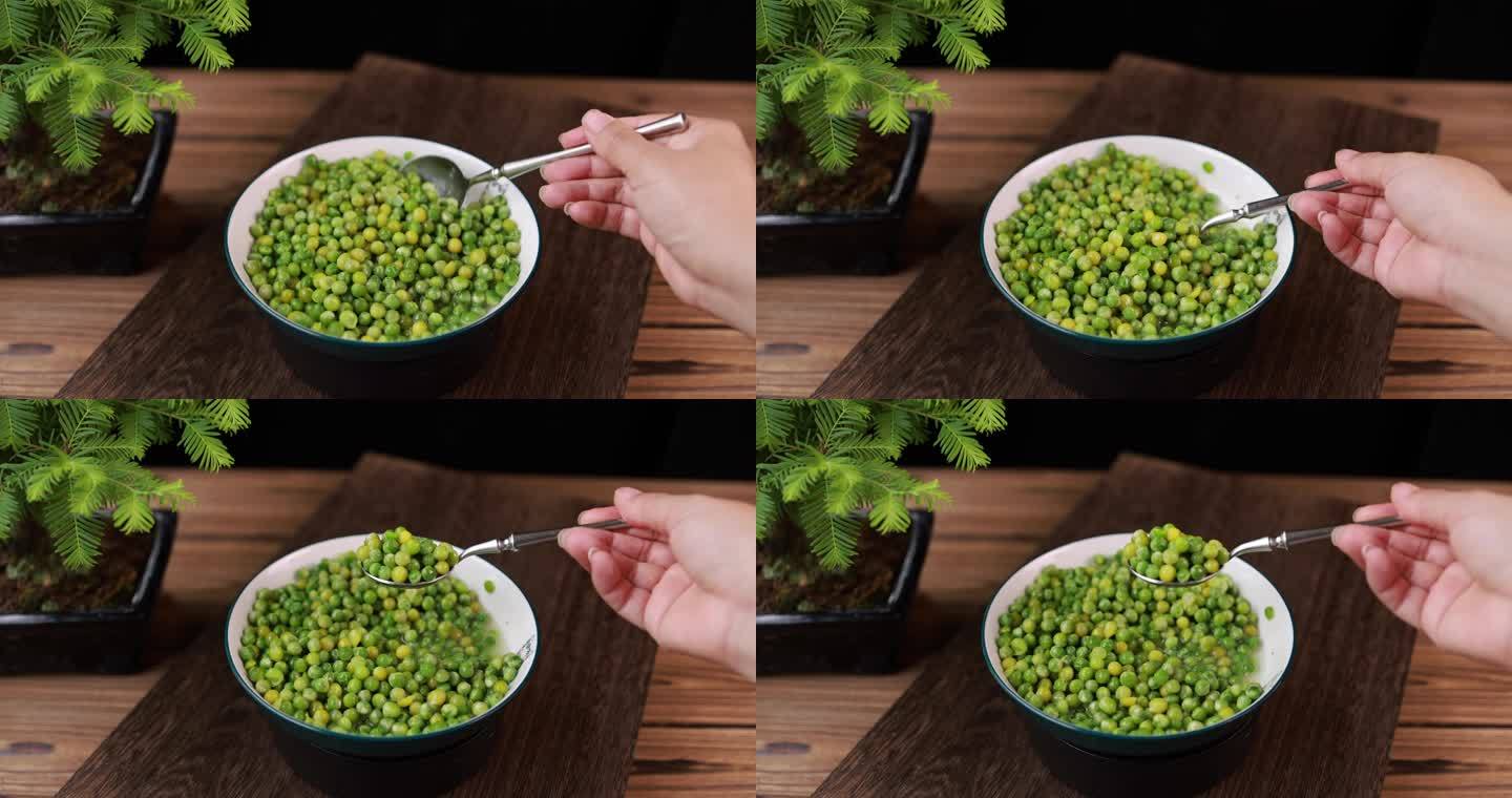 蔬菜青豆旋转慢镜头