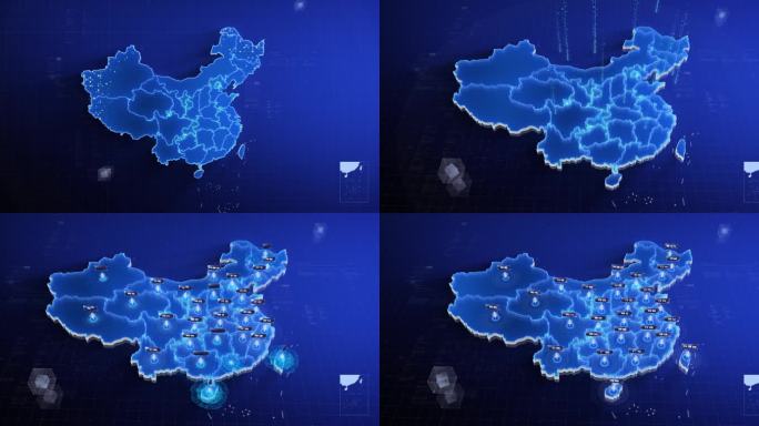 4K超清高端简洁中国科技网格地图