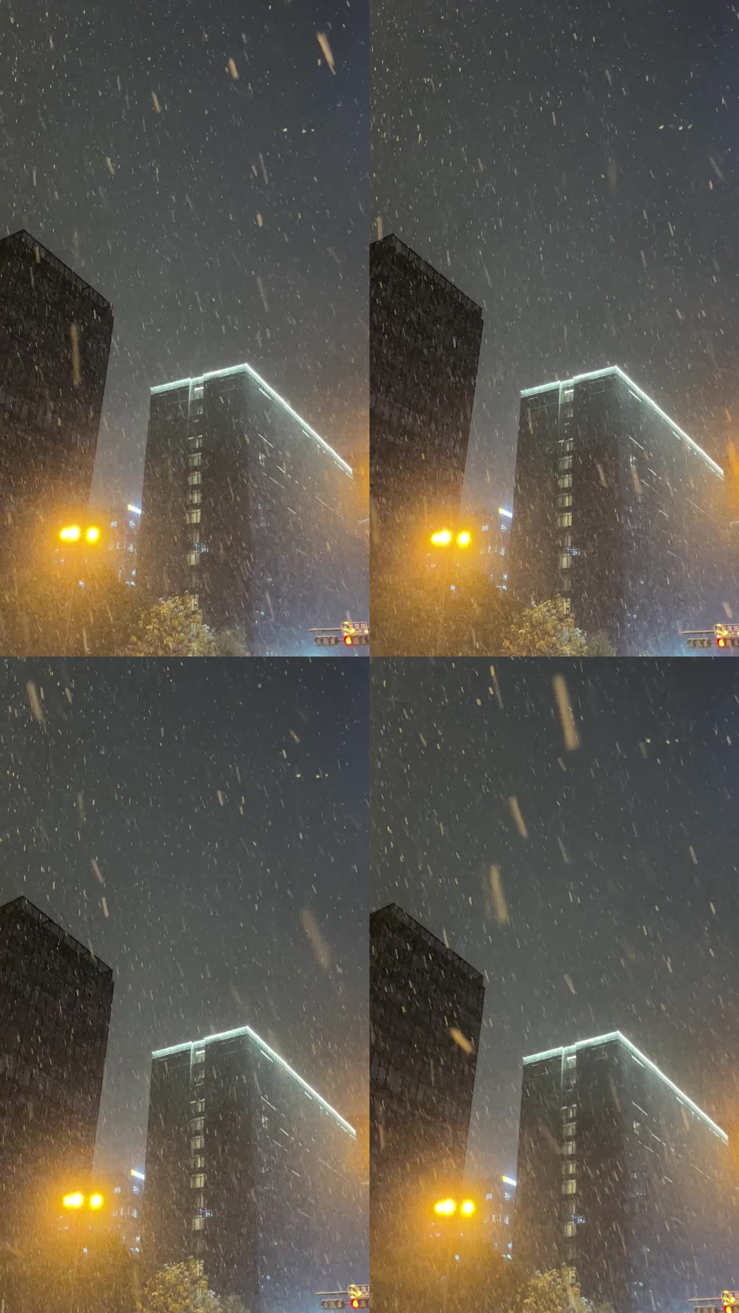 高楼大厦街边雪景【竖屏】