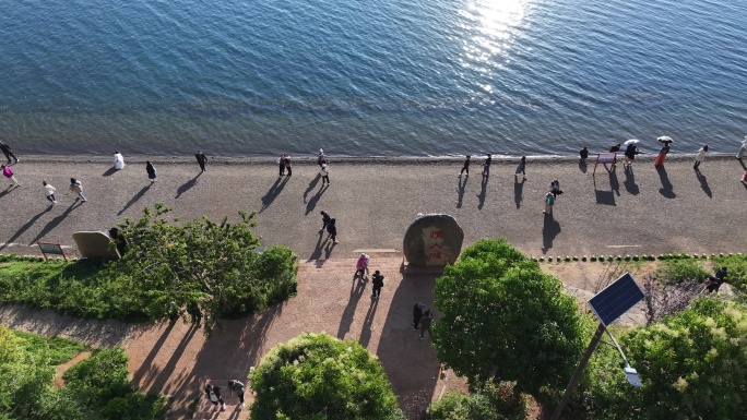 航拍泸沽湖湖风光 高原湖泊泸沽湖