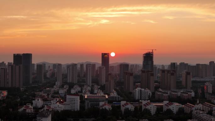 日落夕阳城市街道日落海岸航拍多段4k素材