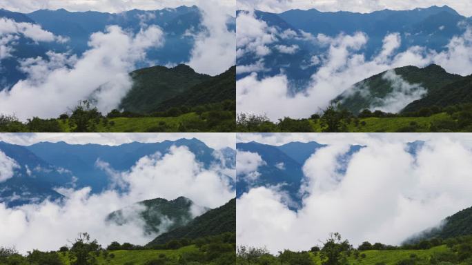 四川九顶大山雨后云雾缭绕延时视频