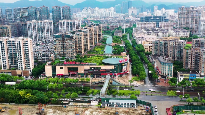 浙江黄岩，城市风景，建筑航拍