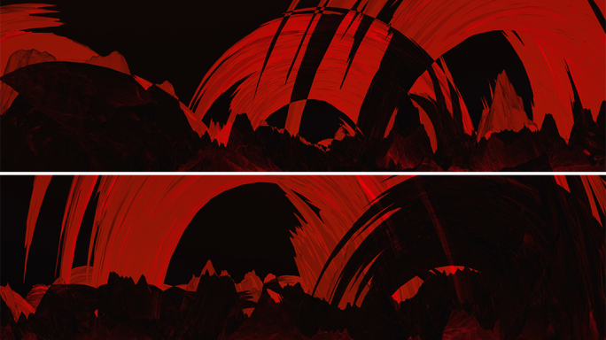 【宽屏艺术背景】红黑水墨山体幻境光影空间