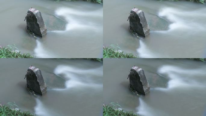 8K延时小溪河流岩石流水上游大自然生态