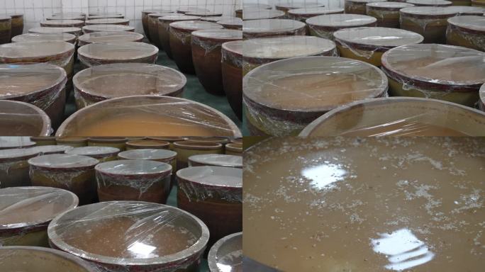 古法米酒酒缸发酵过程