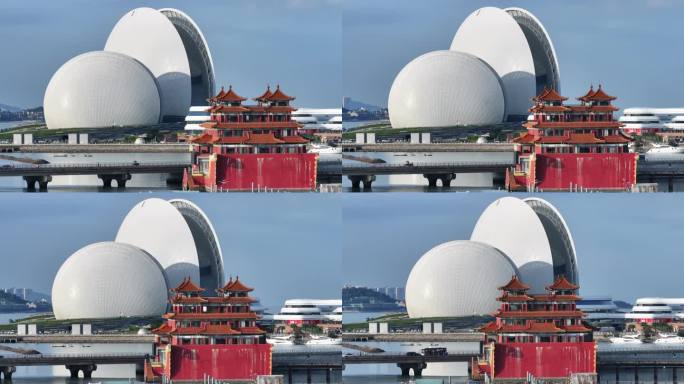 珠海大剧院日月贝航拍