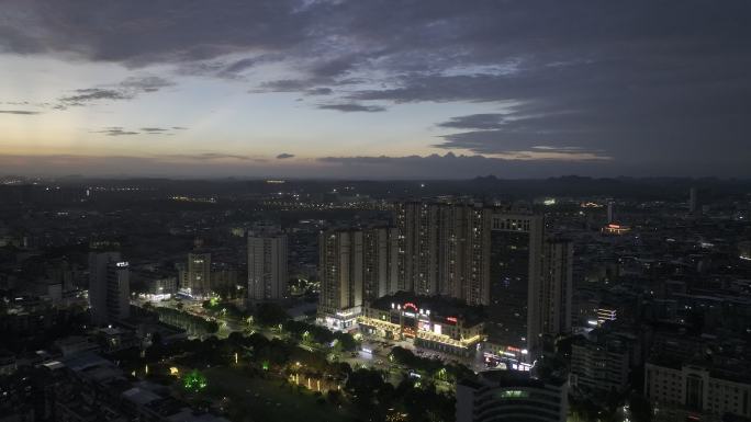 南宁市武鸣城区核心区夕阳夜景航拍7