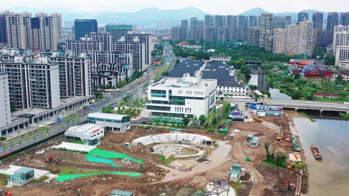 浙江黄岩，城市风景，建筑航拍