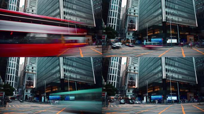 8K香港人流交通延时摄影