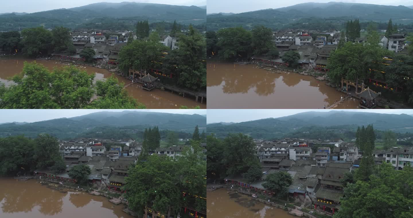 四川柳江古镇航拍风景