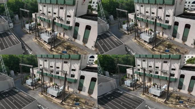 电力 供电 变电站 变压器 航拍俯拍