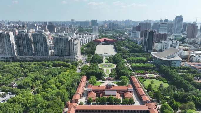 武汉首义广场航拍辛亥革命博物院首义公园