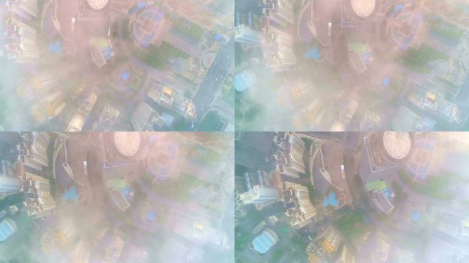 穿云航拍南宁地王大厦晨雾