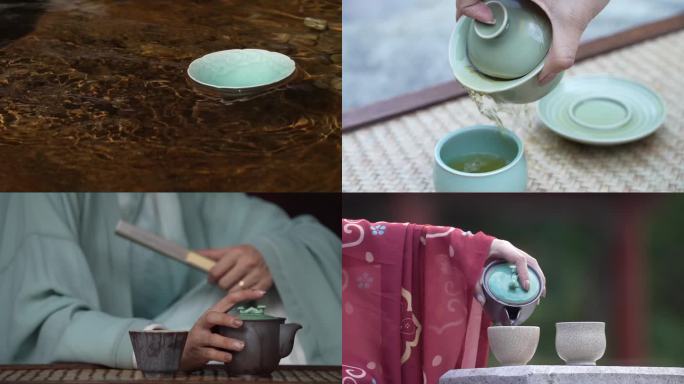 喝茶倒茶茶具4K视频素材
