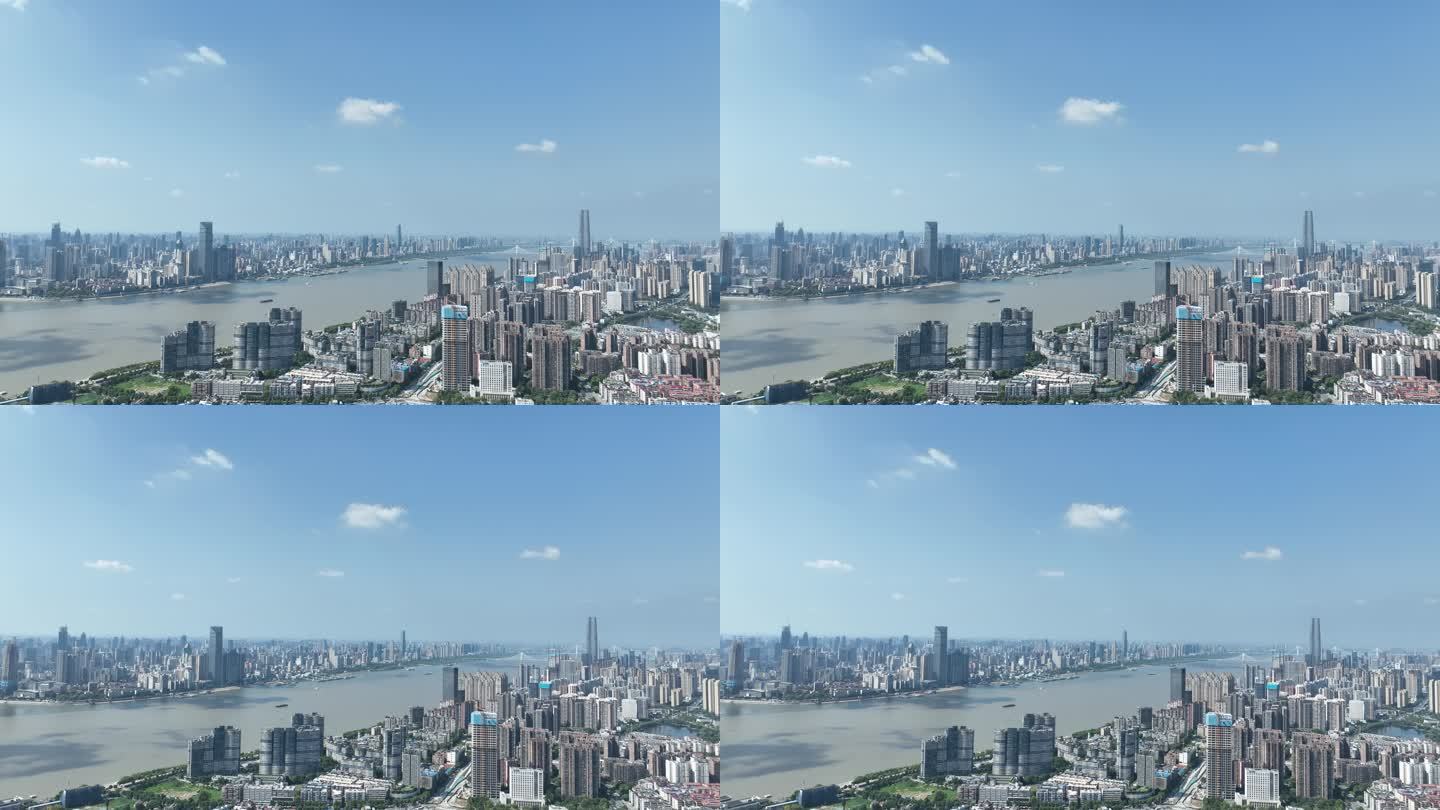 武汉城市建筑风光航拍长江两岸市区风景