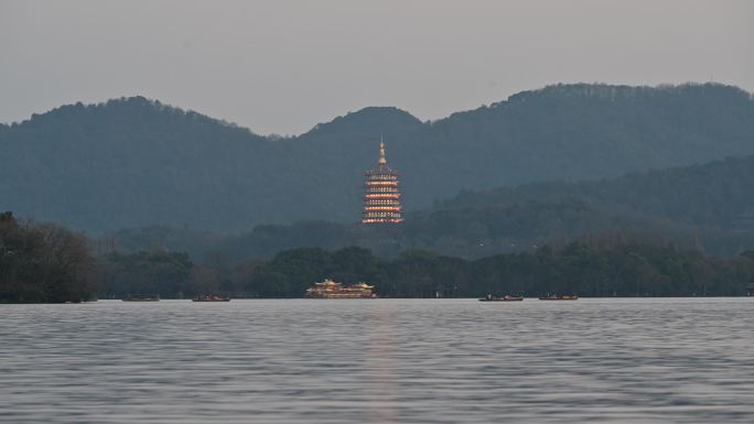 4K延时 杭州宣传片西湖夜色游船