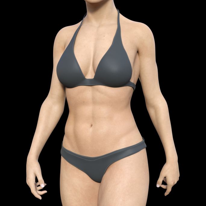 3D女人身材展示健美身体完美马甲线带通道