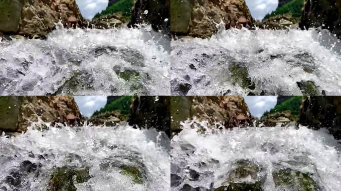 瀑布水流慢镜头特写