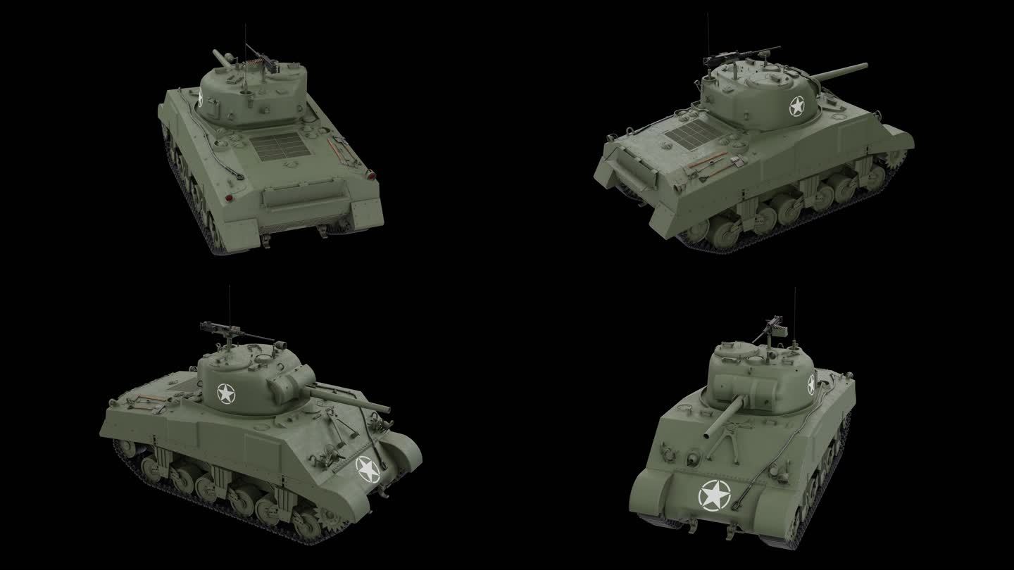 M4谢尔曼坦克三维旋转透明