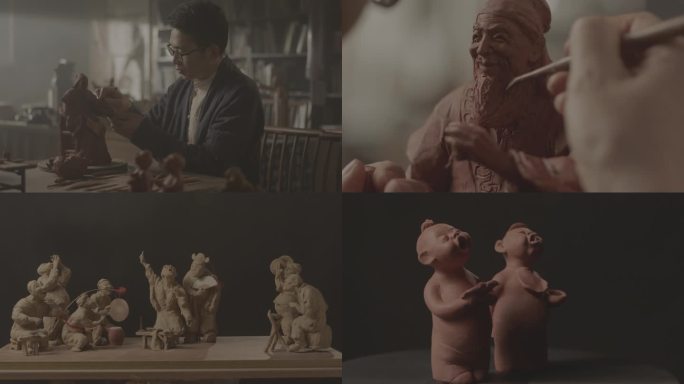 泥塑人物 工匠制作 泥塑作品展示栩栩如生