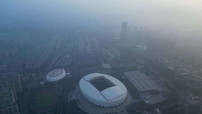 航拍中国轻纺城体育中心 杭州亚运会场馆