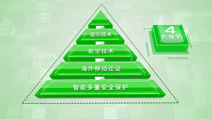 绿色立体金字塔企业文字字幕分类AE模板