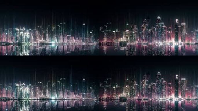 超宽屏虚拟夜景城市