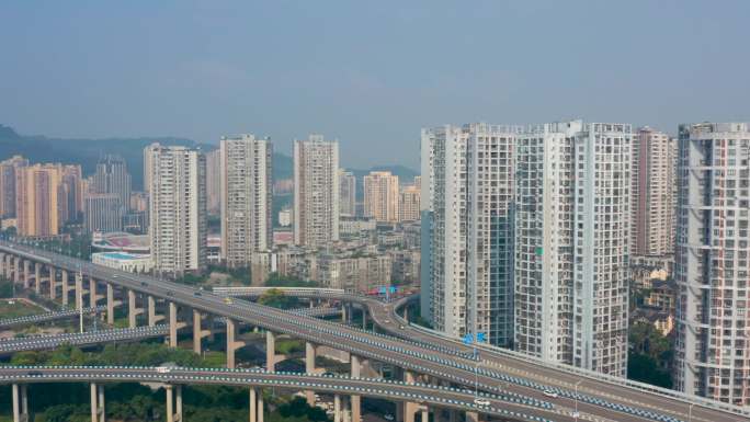 4k航拍重庆江津城区城市全景