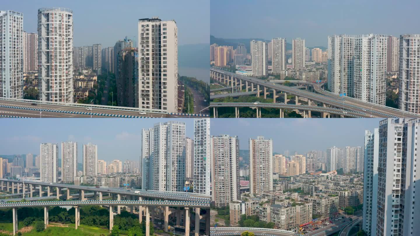 4k航拍重庆江津城区城市全景