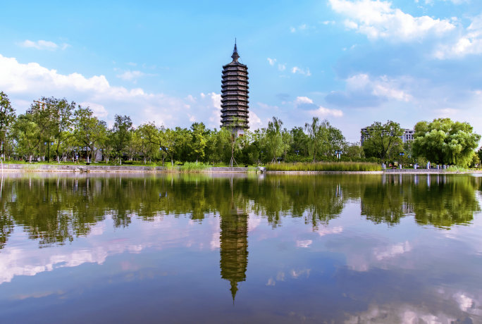 北京通州城市副中心大运河沿江风光