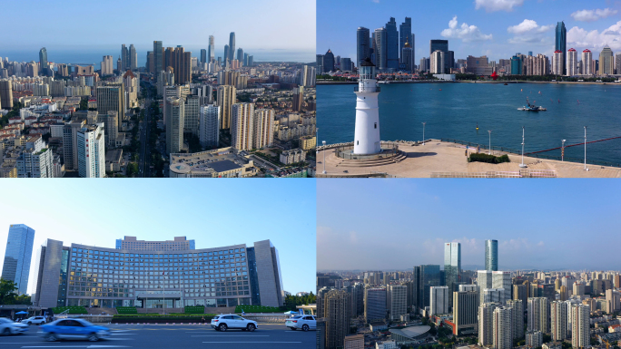 4k青岛航拍青岛延时青岛市区地标建筑