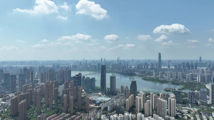 武汉武昌新区航拍城市建筑风光鸟瞰市区风景