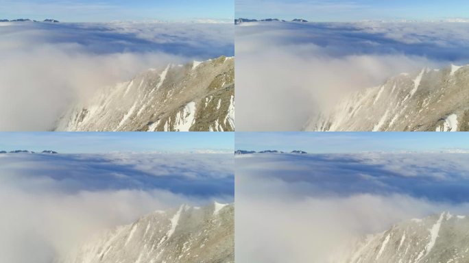 航拍川西雪山巴郎山美丽风景高原地貌