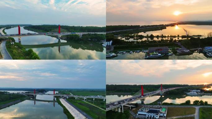 4K高清航拍合肥南淝河大桥风光视频