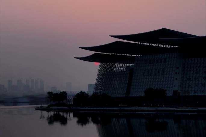 无锡大剧院近景全景日出日转夜星空夜景